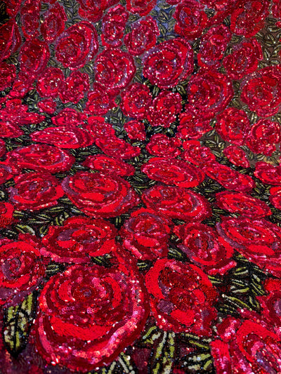 Rose Bouquet Handwork Net Embroidery 54 inch width With sequins and Cutdana Work