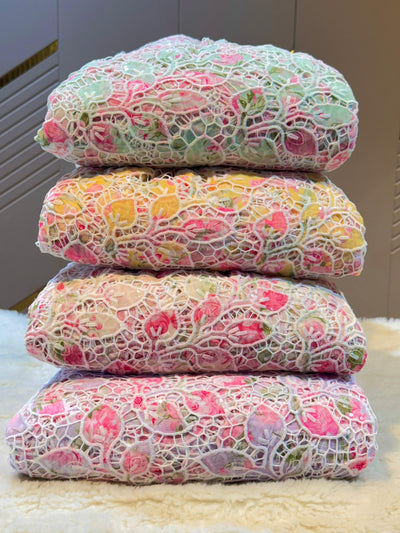 Vini Imported Georgette Crochet With Floral Print 50 Inch Width