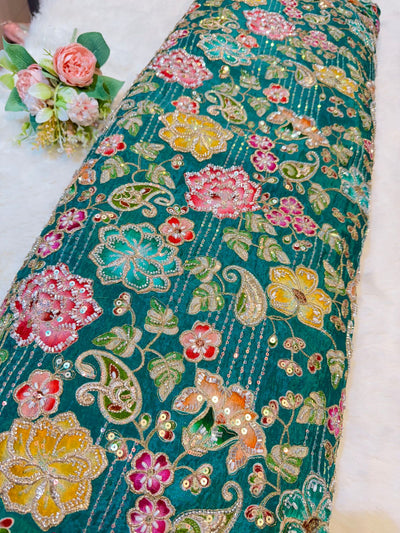 Azda Pure Crape Handwork Embroidery 44 Inch Width