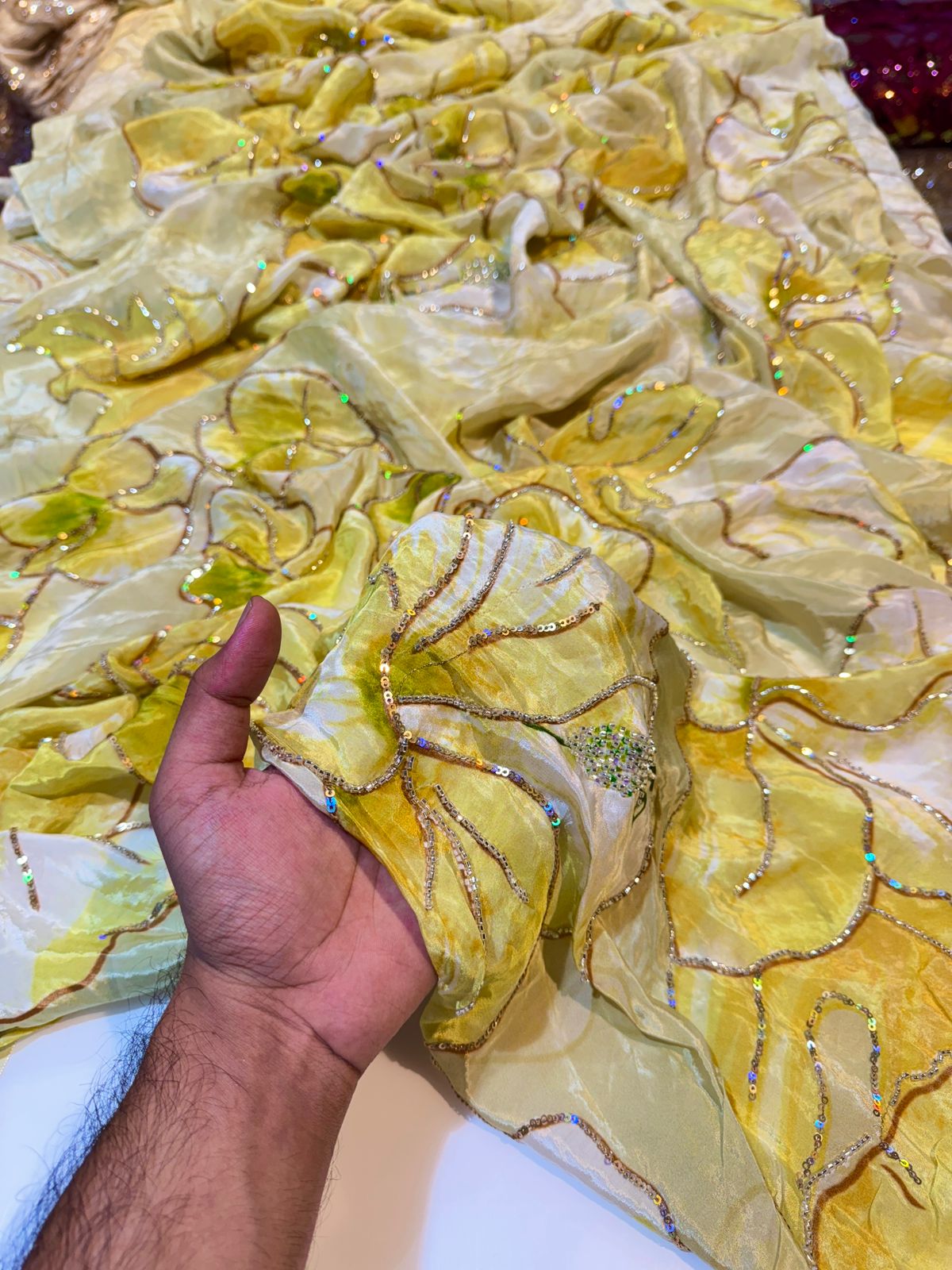 (Precut of 1.40 Meter) Nora pure Viscose crape floral Embroidery 44 In ...