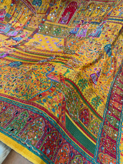 Darbar Mustard Pure Silk Dupatta with Real Handwork 2.50 meter length