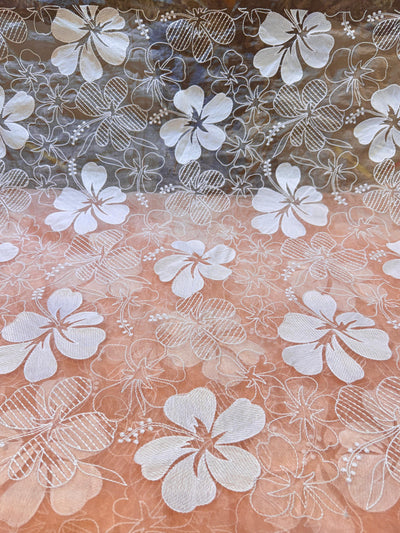 Aina Floral Organza Chikankari Embroidery 44 Inch Width