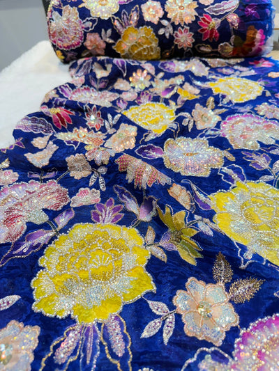 Iqra Pure Chinon  Handwork Embroidery 44 Inch width