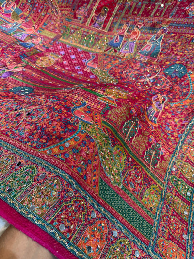Darbar Magenta Pure Silk Dupatta with Real Handwork 2.50 meter length
