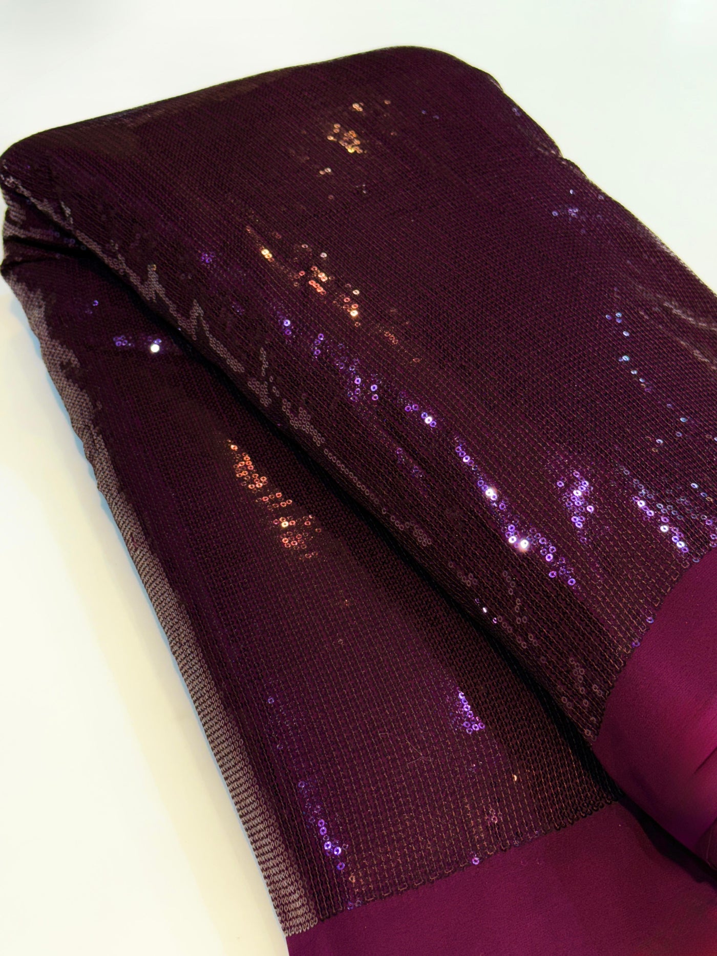 Wine Georgette Flat Sequins Sheet Embroidery 44 inch width