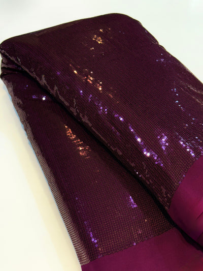 Wine Georgette Flat Sequins Sheet Embroidery 44 inch width