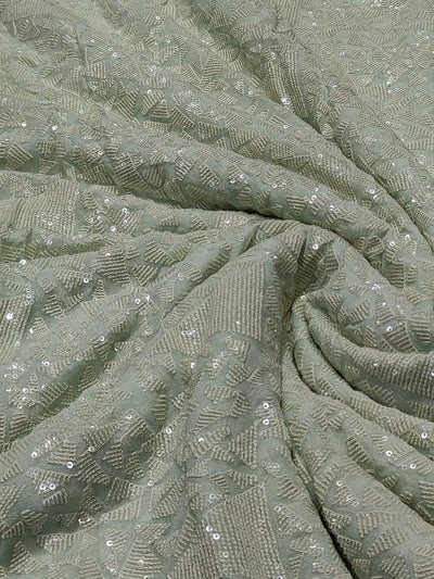 Pure Viscose Georgette Embroidery with Water Sequins  Prism  Pattern