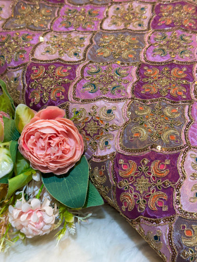 Pure Crape Embroidery with Zari and Sequins Work 44 Inch Width