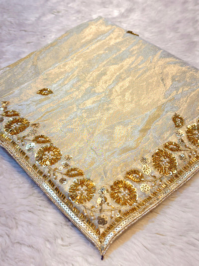 Mehz Zari Tissue Handwork Dyeable Dupatta (2.40 meter length)