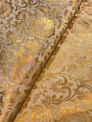 (Precut of 0.5 Meter)  Beige Meena Pure Silk Banarasi Brocades 44 inch width