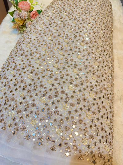 Moosa Pure Viscose Gerorgette Handwork Embroidery  Dyeable 44 Inch Width