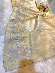 Pure Zari Tissue Mehz Cutwork Dupatta with scalloped dupatta 2.40 meter length