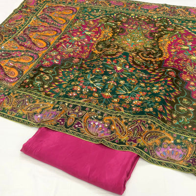 Pure Georgette Itar Dupatta With Pure Crape Suits (optional )