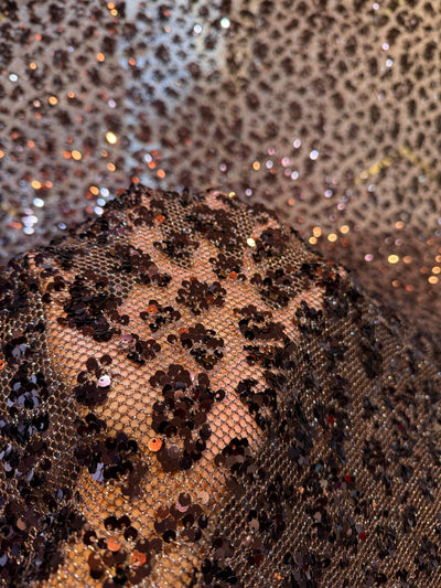 Brown Important Net Embroidery with Sequins Work 54 inch width