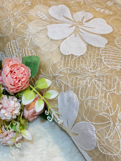 Aina Floral Organza Chikankari Embroidery 44 Inch Width