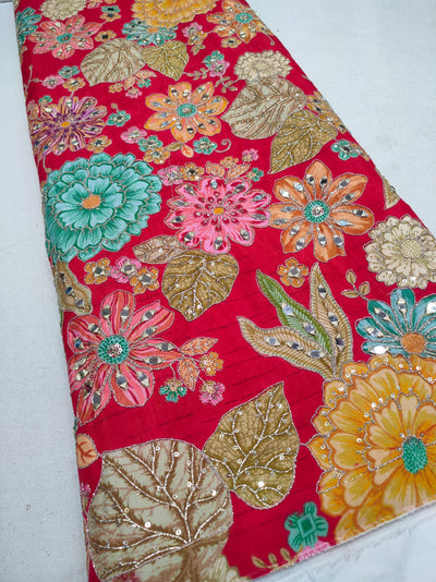 Boho Big Width Silk Floral Embroidery Handwork 48 inch width