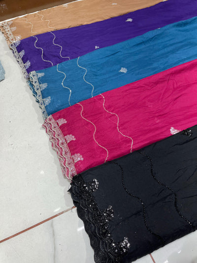 (Mix and Match )Chiffon Georgette  Embroidery  54 inch width / Chiffon-Georgette  Dupatta With Two side borders  37 inch width