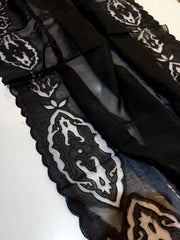 Black Pure Organza Dupatta with scallop borders 2.50 meter length