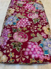 (Precut of 0.50 Meter) Neev Pure Crape Handwork Embroidery 41 Inch Width