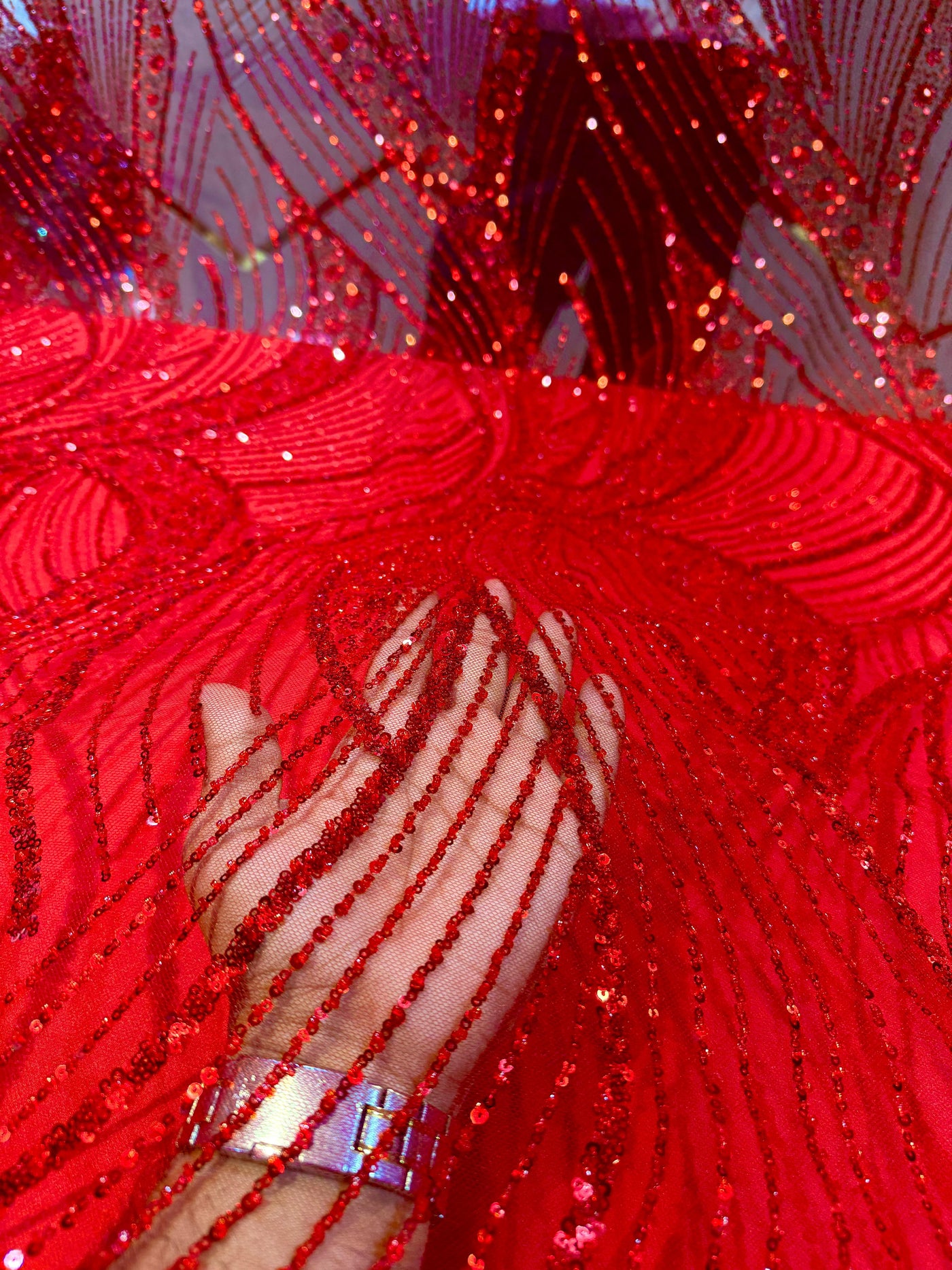 Red Net Imported Handwork Net Embroidery Fabric 54 inch width