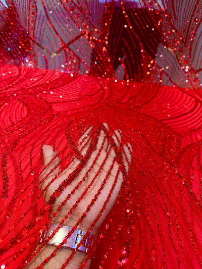 Red Net Imported Handwork Net Embroidery Fabric 54 inch width