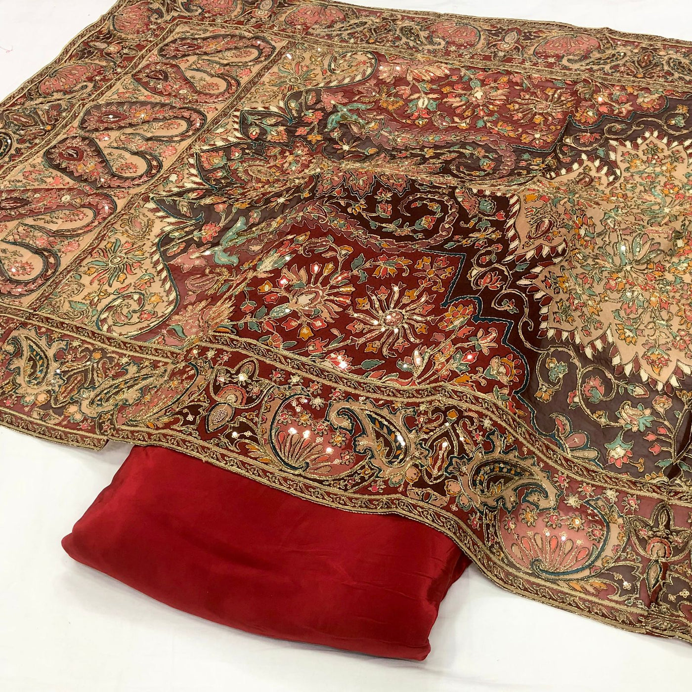 Pure Georgette Itar Dupatta With Pure Crape Suits (optional )