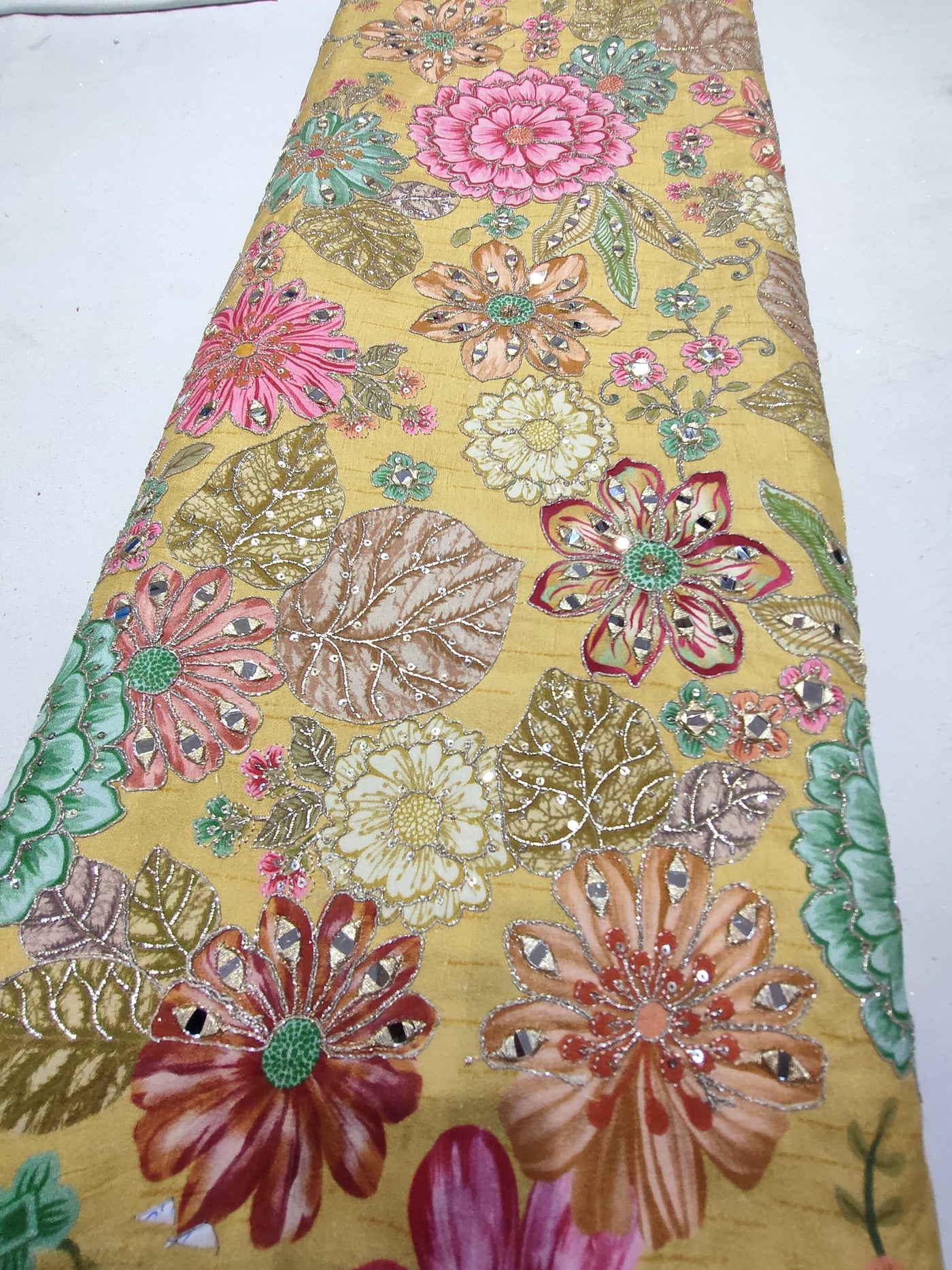 Boho Big Width Silk Floral Embroidery Handwork 48 inch width