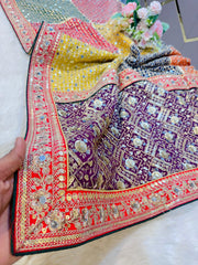 Pure Karachi Real Mirror Handwork Chinon Dupatta 2.5 Meter Length