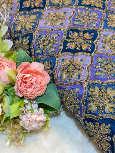 Pure Crape Embroidery with Zari and Sequins Work 44 Inch Width