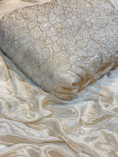 Pure Zari Tissue Handwork Combinations (Jaal / Booti)