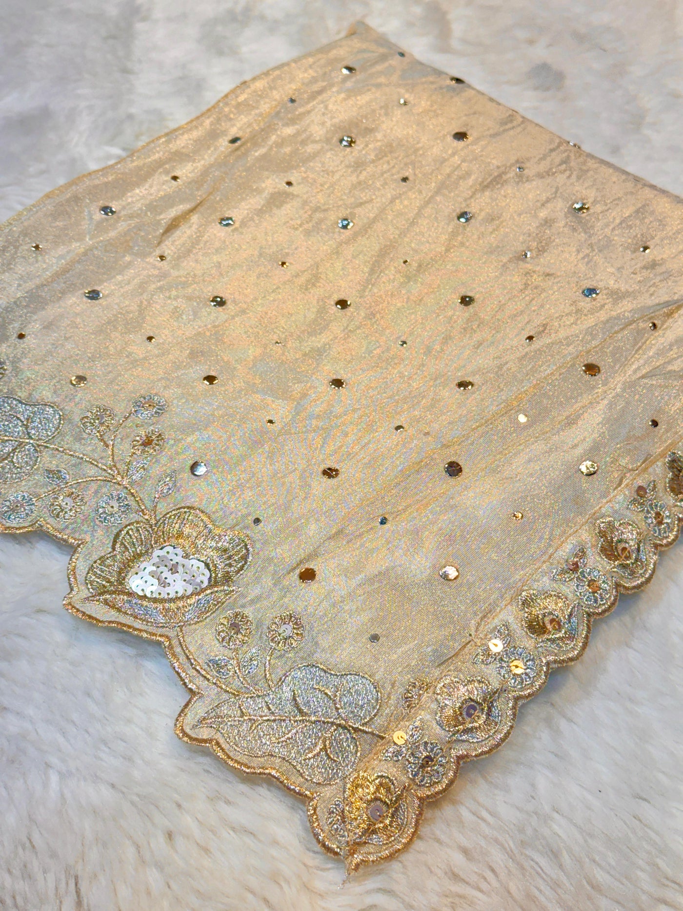Mehz Zari Tissue Handwork Dyeable Dupatta (2.40 meter length)