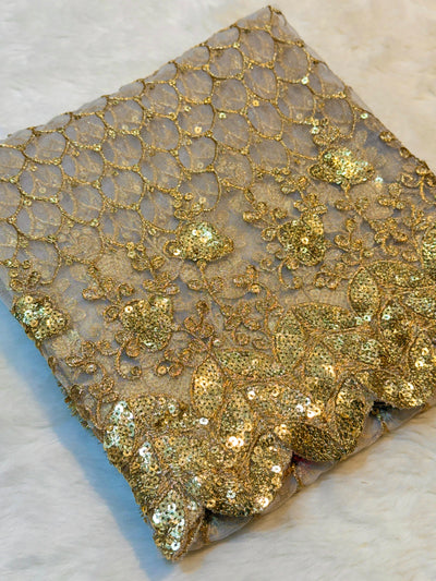 Net Heavy Scalloped Dyeable Dupatta With Gold Work 37 Inch Width