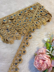 (Wholesale pack of 9 meter ) Lace Border With Mirror work
