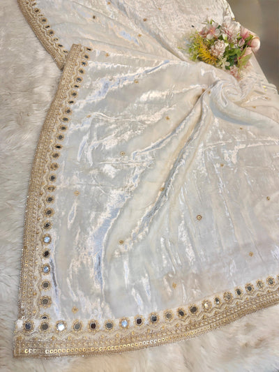 Nehchal Pure Velvet Handwork Dupatta Dyeabale 2.50 meter length