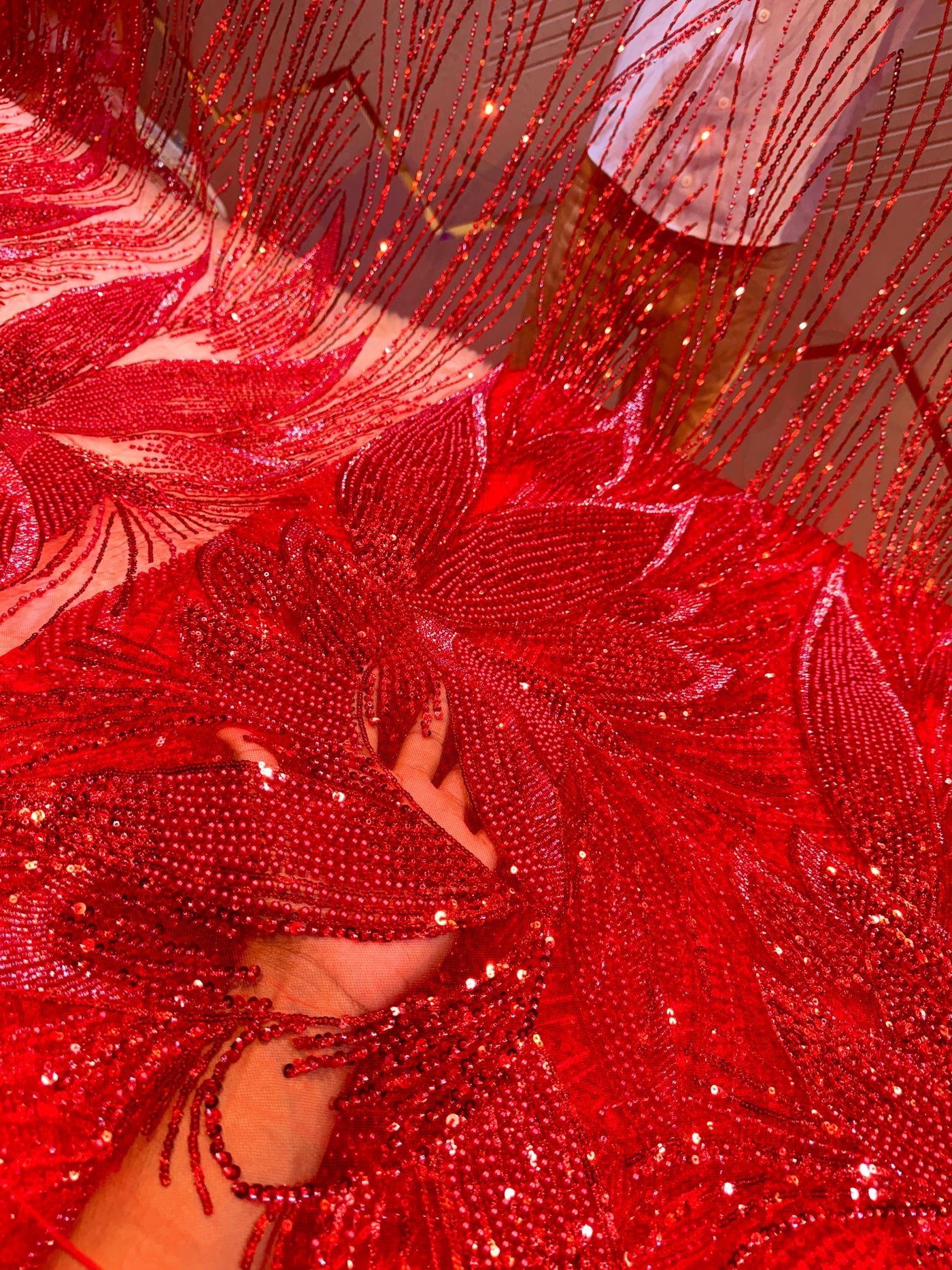 Mahi Red Handwork Net Embroidery 54 inch width