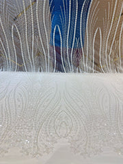 (Precut of 0.70 Meter) Zinal Handwork Net Embroidery with Pearls and Cutdana Work 54 Inch width