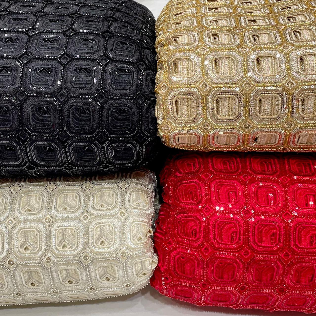 (Mix - Match  Combinations )Net Cutwork Embroidery with Handwork / Pure Viscose Crape Plain