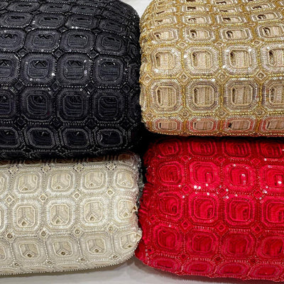 (Mix - Match  Combinations )Net Cutwork Embroidery with Handwork / Pure Viscose Crape Plain