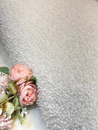 Imported Handwork Net Embroidery With Scattered Pearls Work 54 inch width