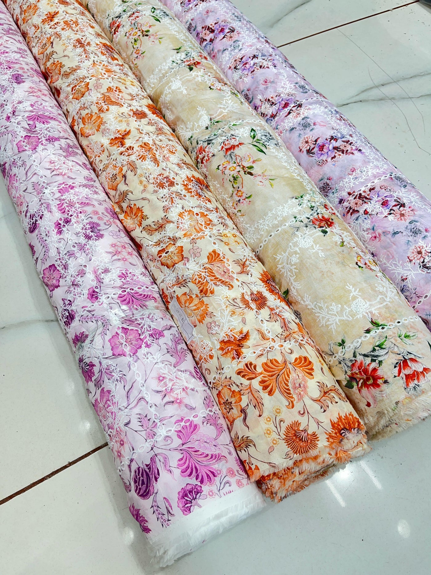 Pure Cotten floral Hakoba Embroidery 50 Inch width