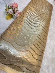 (Precut of 0.5 Meter) Georgette Flat Sequins Sheet Embroidery with wave Pattern 44 inch width