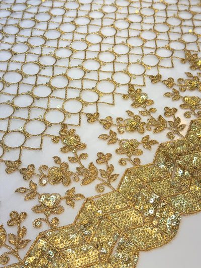 Net Heavy Scalloped Dyeable Dupatta With Gold Work 37 Inch Width