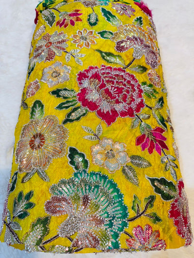 Iqra Pure Chinon  Handwork Embroidery 44 Inch width