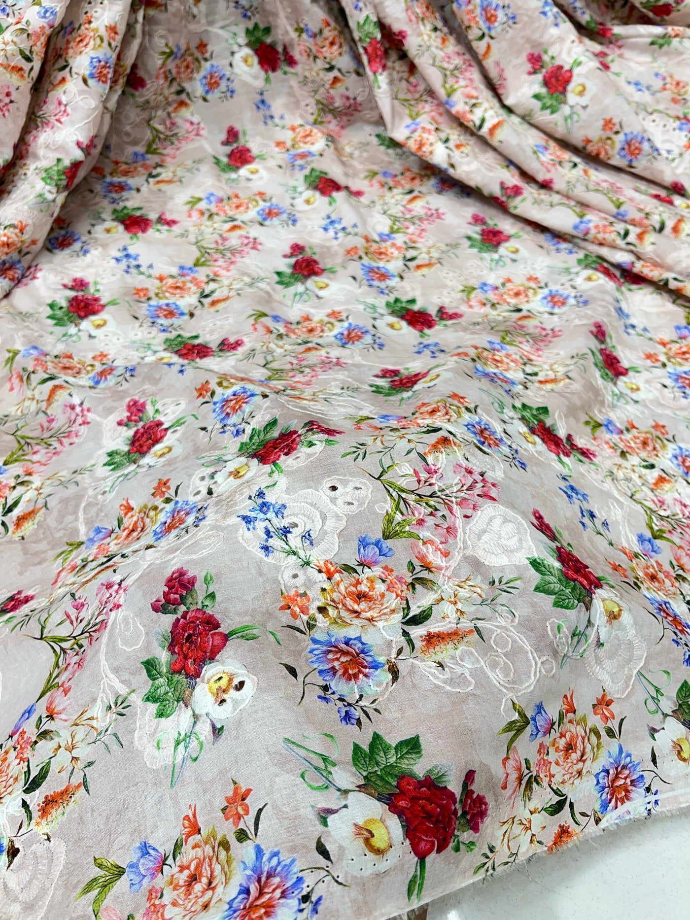 Pure Cotten floral Hakoba Embroidery 50 Inch width