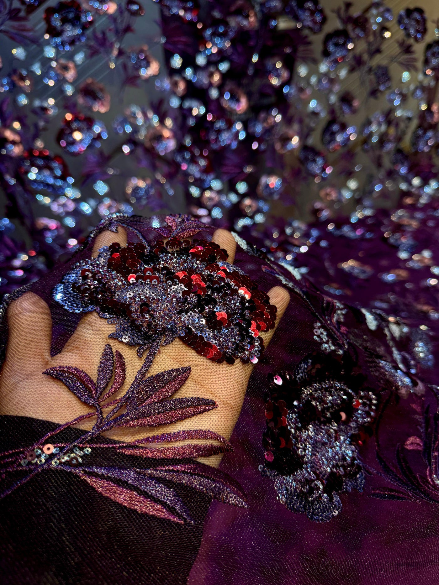 Elly Handwork Net Embroidery Cutdana and Sequins work  54 Inch Width