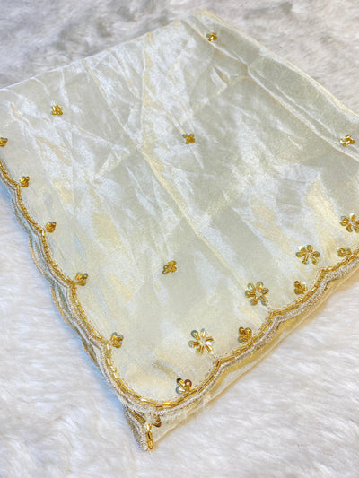 Mehz Zari Tissue Handwork Dyeable Dupatta (2.35 meter length)