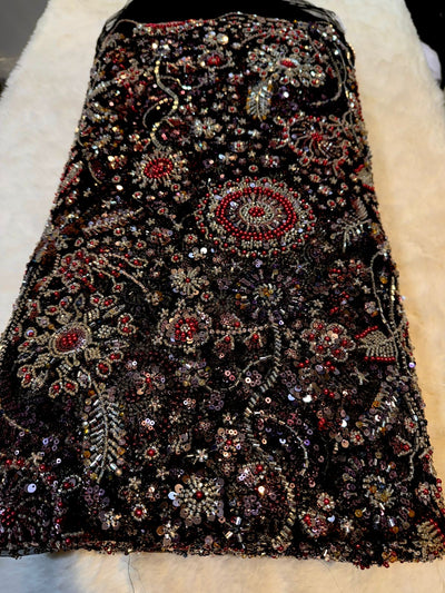 Luxury Haseena Pearl and Cutdana Handwork Net Embroidery 54 inch width