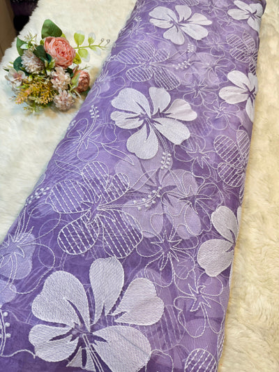 Aina Floral Organza Chikankari Embroidery 44 Inch Width
