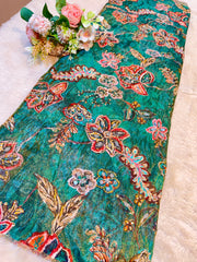 (Precut of 1.20 Meter) Lina Zari Tissue Handwork Embroidery 44 inch Width