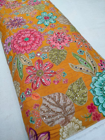 Boho Big Width Silk Floral Embroidery Handwork 48 inch width